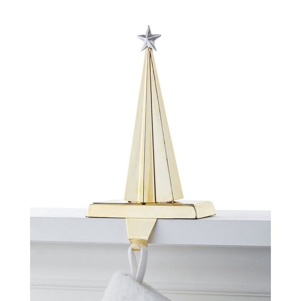 New Holiday Lane Shine Bright Gold-Tone Tree Stocking Holder,9.5¨H